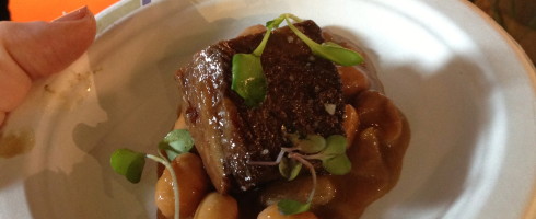 My favorite bite of the event. A very well cooked short rib with delicious beans.